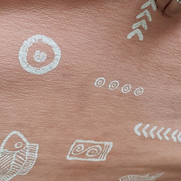 Vintage made USA rock fish print crinkle fabric pant suit/dress Coastal Grandma - Picture 11 of 11